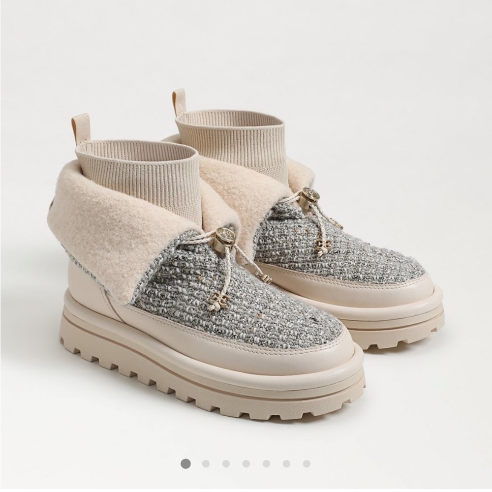 Sam Edelman Gray and Cream Ankle Boots